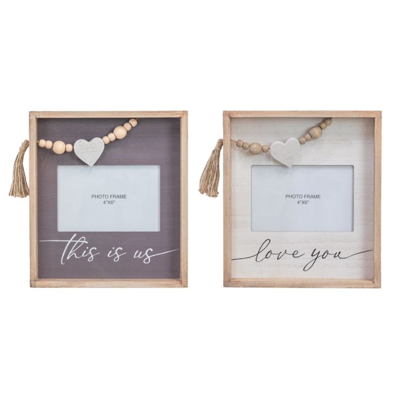 Hanna’s Handiworks Beaded Heart Love Us Photo Frame Set Of 2 Assortment