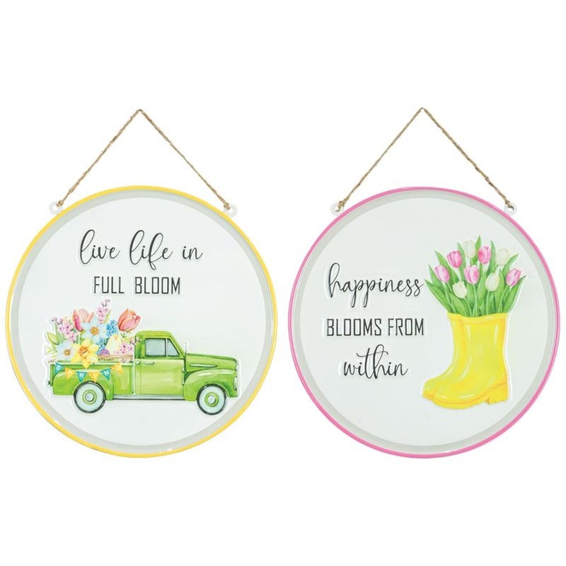 Hanna’s Handiworks Full Bloom Happiness Sign Set Of 2 Assortment