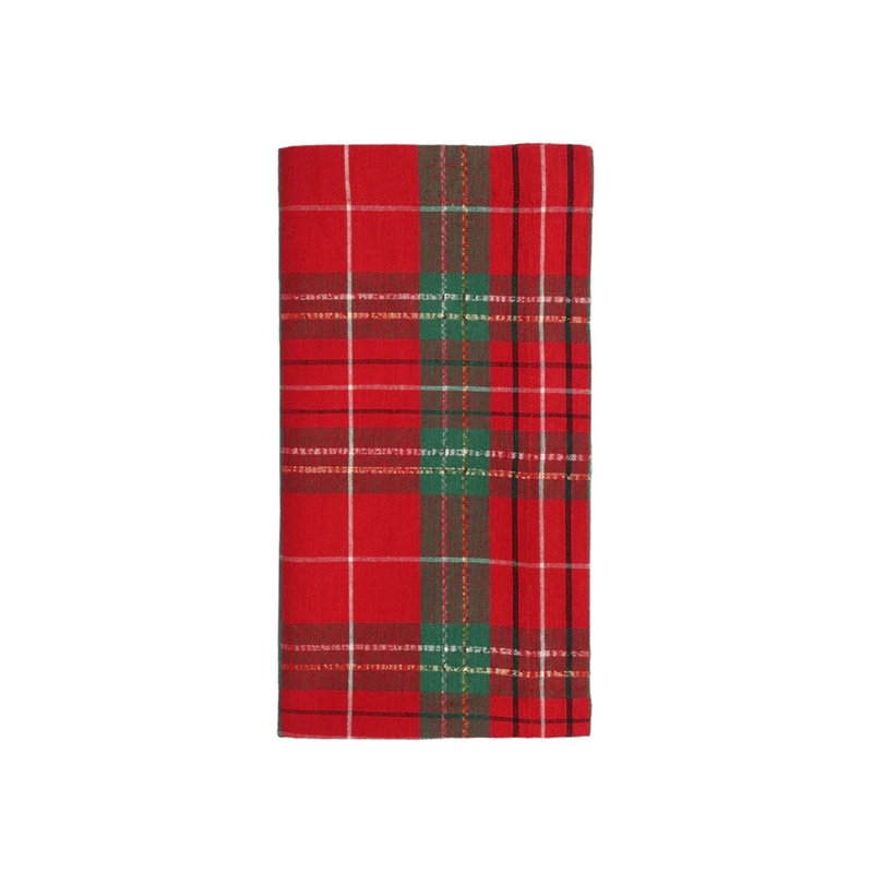 Kim Seybert Christmas Plaid Napkin, Red Set of 4