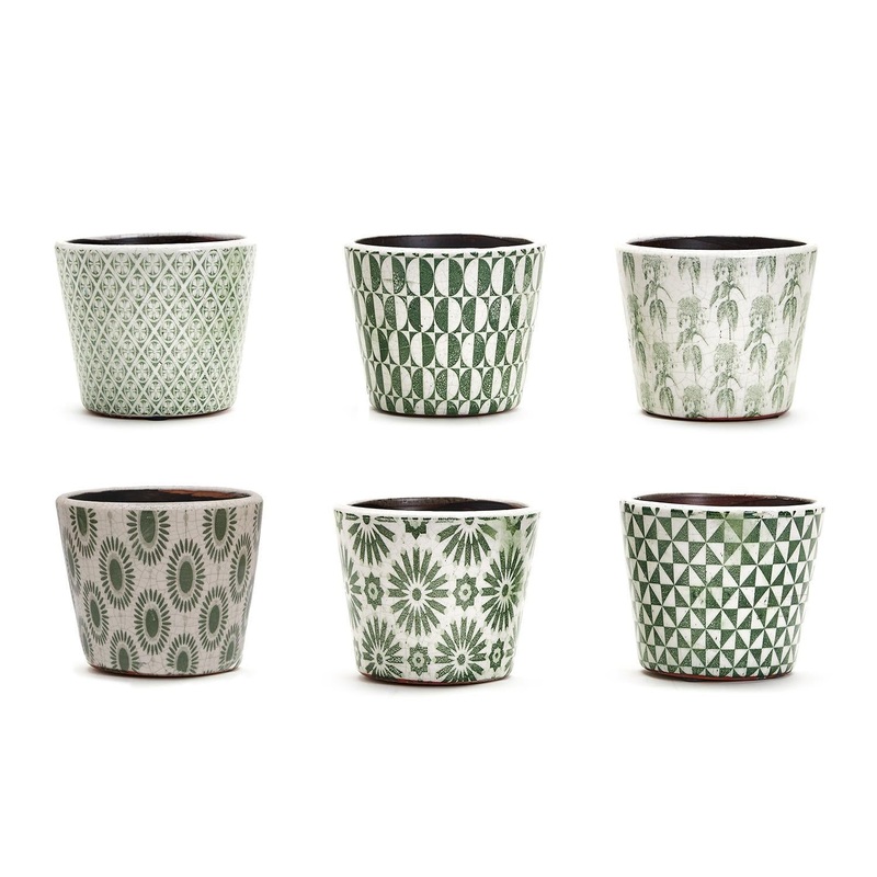 Two’s Company Arta Verde Collection 5 1/2 Terracotta Pot Assorted 6 Designs