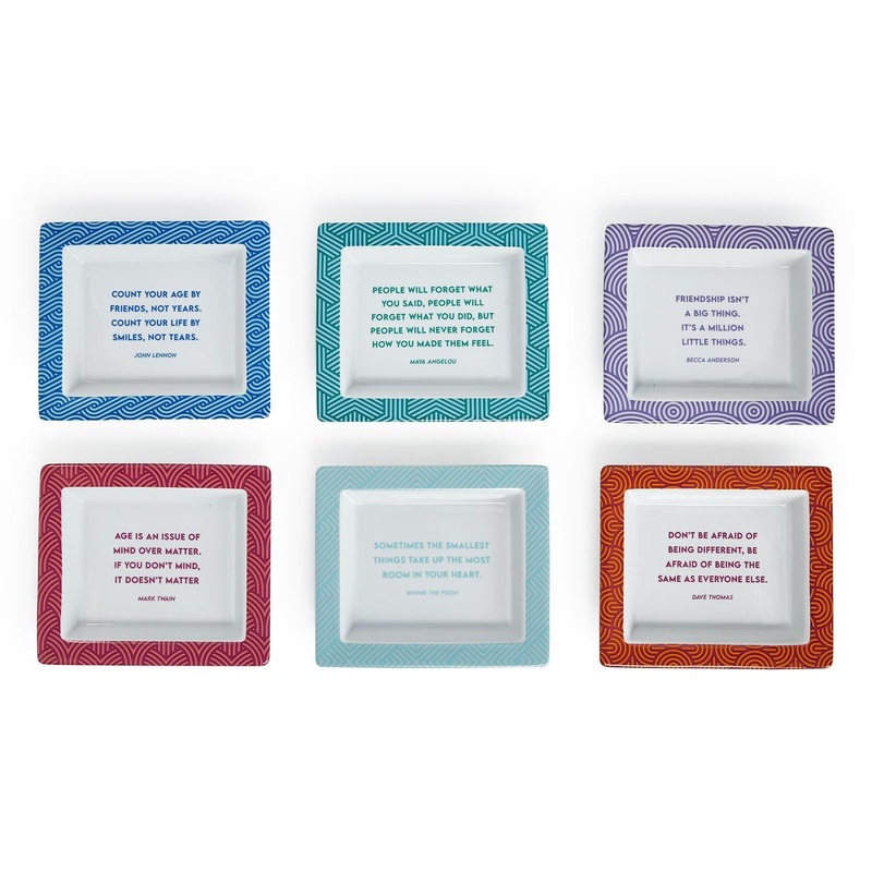 Two’s Company Classic Wise Sayings Set Of 6 Desk Trays In Gift Box