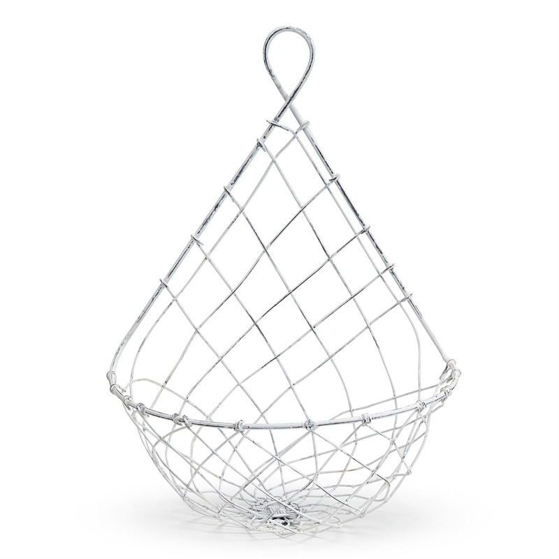 Two’s Company French Wireworks Demi-Lune Hanging Basket w/ Antique White Finish