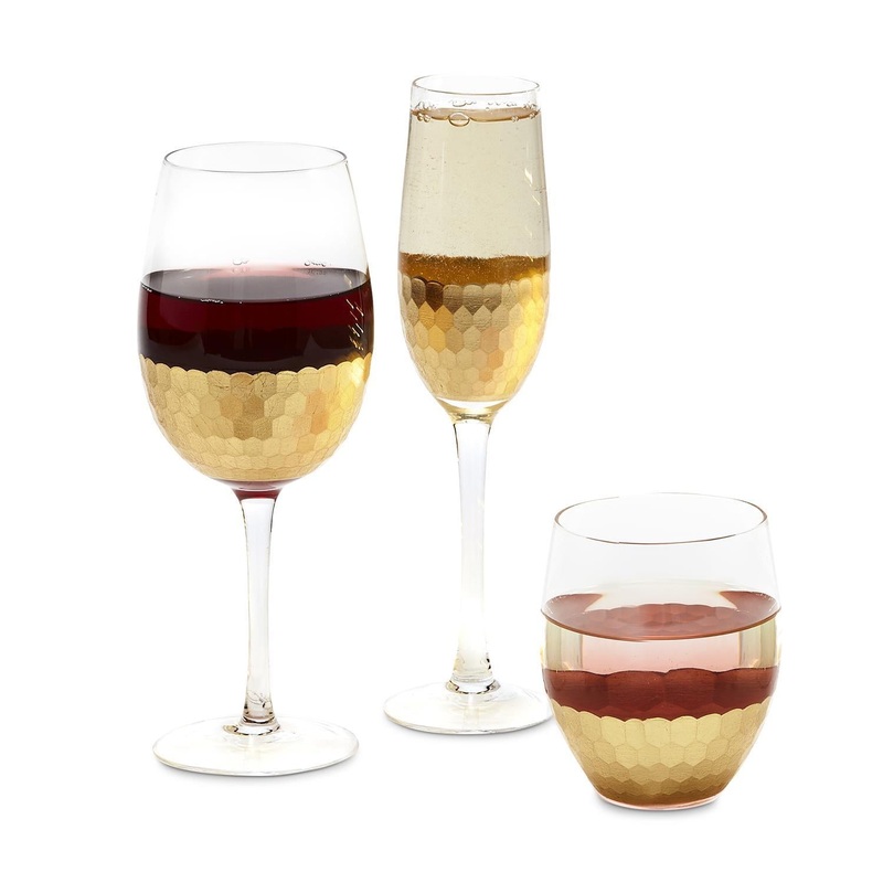 Two’s Company Gold Standard 24-Pieces Faceted Drinking Glass Includes 3 Styles