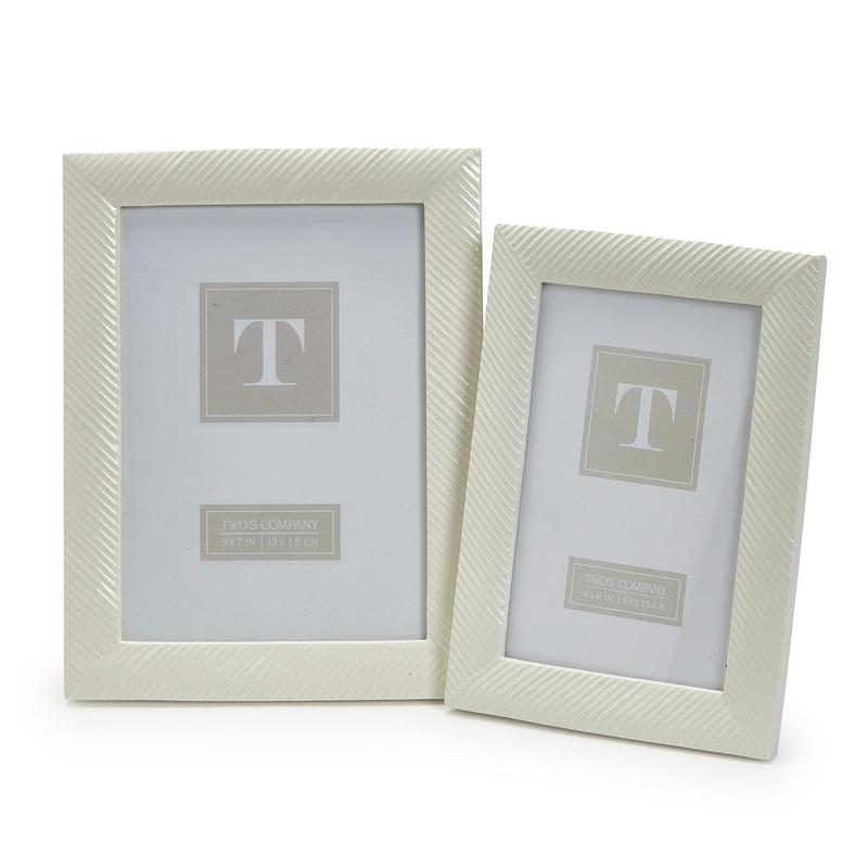 Two’s Company Sleek Chic Set of 2 White Photo Frames Includes 2 Sizes