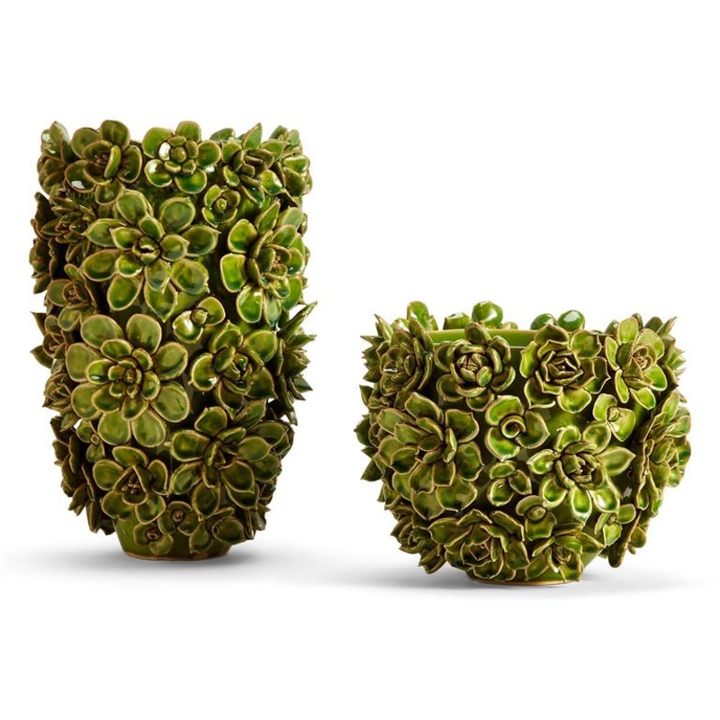 Two’s Company Succulents Set of 2 Planter/Vases Ceramic