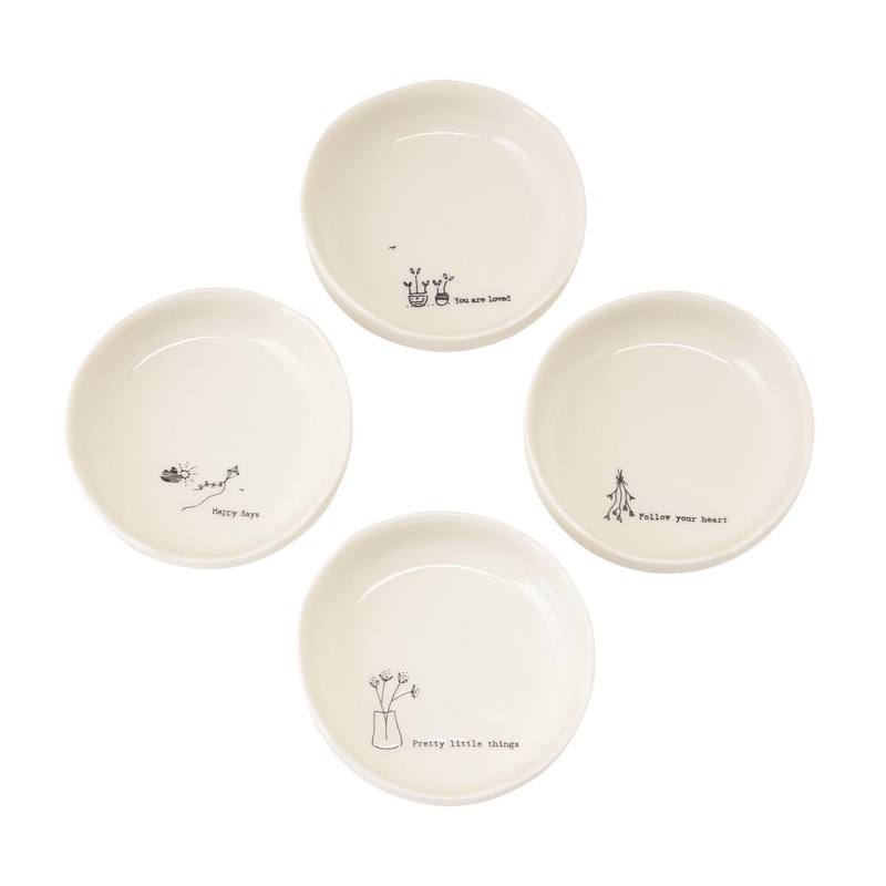 Two’s Company Sweet Sayings 16-Pieces Decorative Wobbly Change Bowl w/ 4 Designs