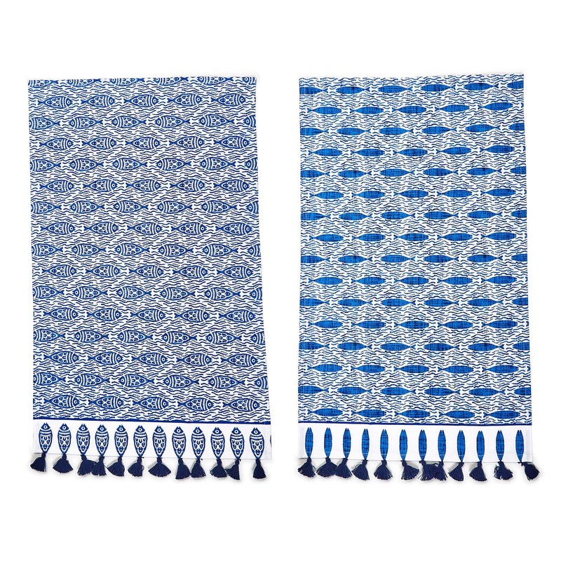 Two’s Company Water’S Edge Fish Set Of 2 Dish Towel – Cotton