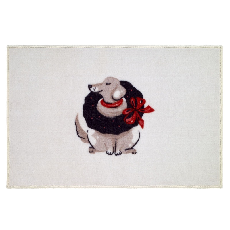 Avanti Linens Holiday Dogs White Rug – Polyester, 20 x 30