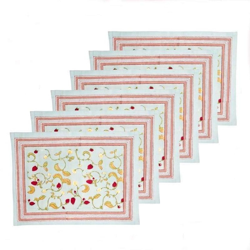 Couleur Nature Strawberry Blue Placemats 15X18 – Set Of 6