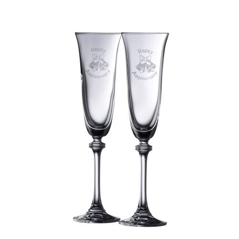 Galway Happy Anniversary Liberty Flute Pair, Clear, Crystal