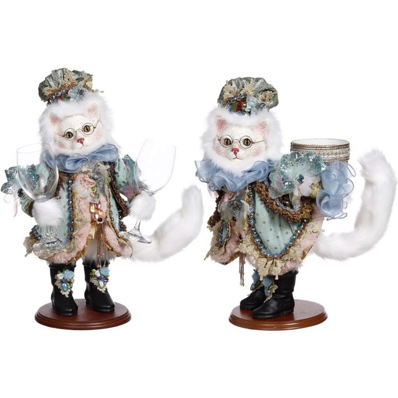 Mark Roberts Spring 2023 Cat Wine Bottle and Glass Holder 19, Assortment of 2