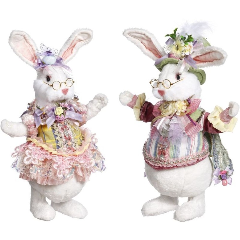 Mark Roberts Spring 2023 Mr. and Mrs. Fluffy Rabbit 14-16, Assortment of 2