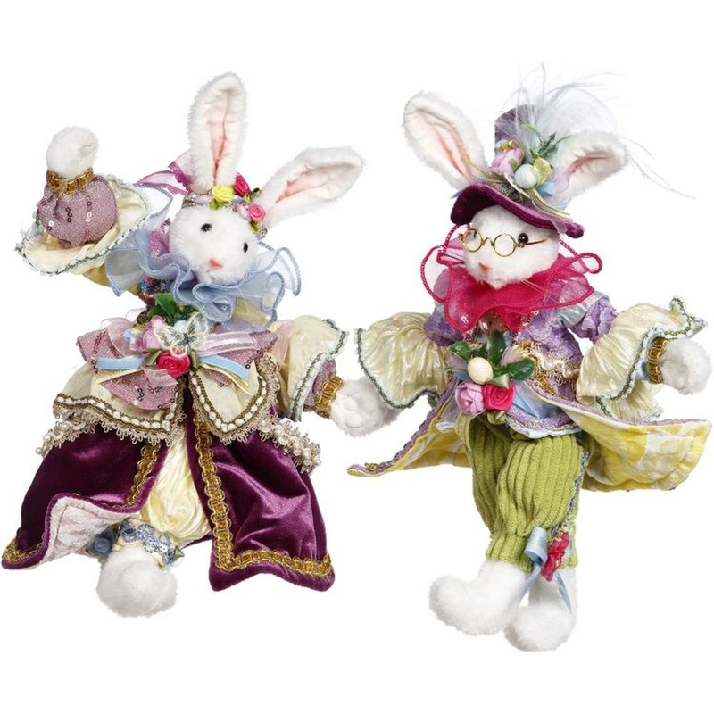 Mark Roberts Spring 2023 Mr. & Mrs. Cotton Tail Rabbit Small 10-12, Asst. of 2