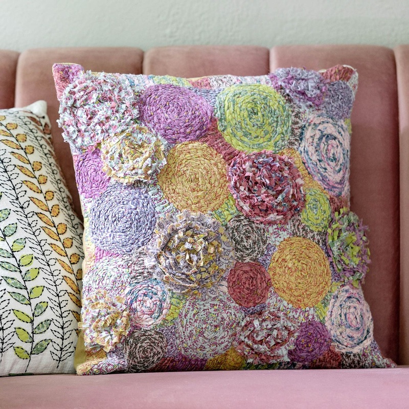 Park Hill Collection Handstitched Flower Burst Pattern Pillow