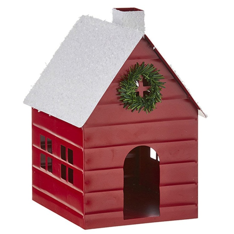 Raz Imports 2022 Countryside Christmas 8.75 Red Metal House