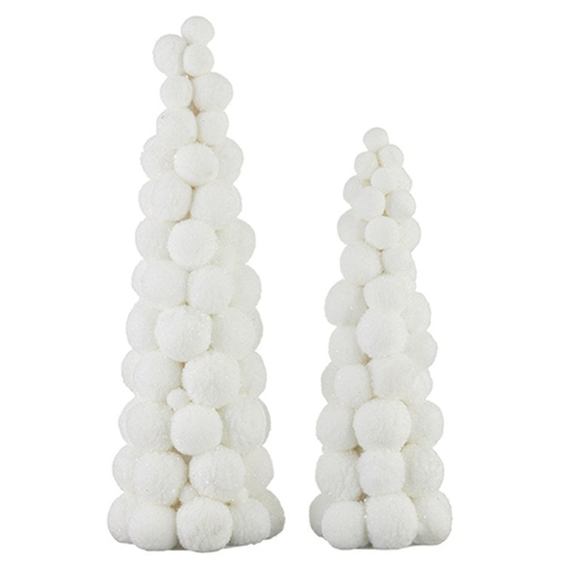 Raz Imports 2022 North Pole Friends 16.5 Snowball Tree, Set of 2