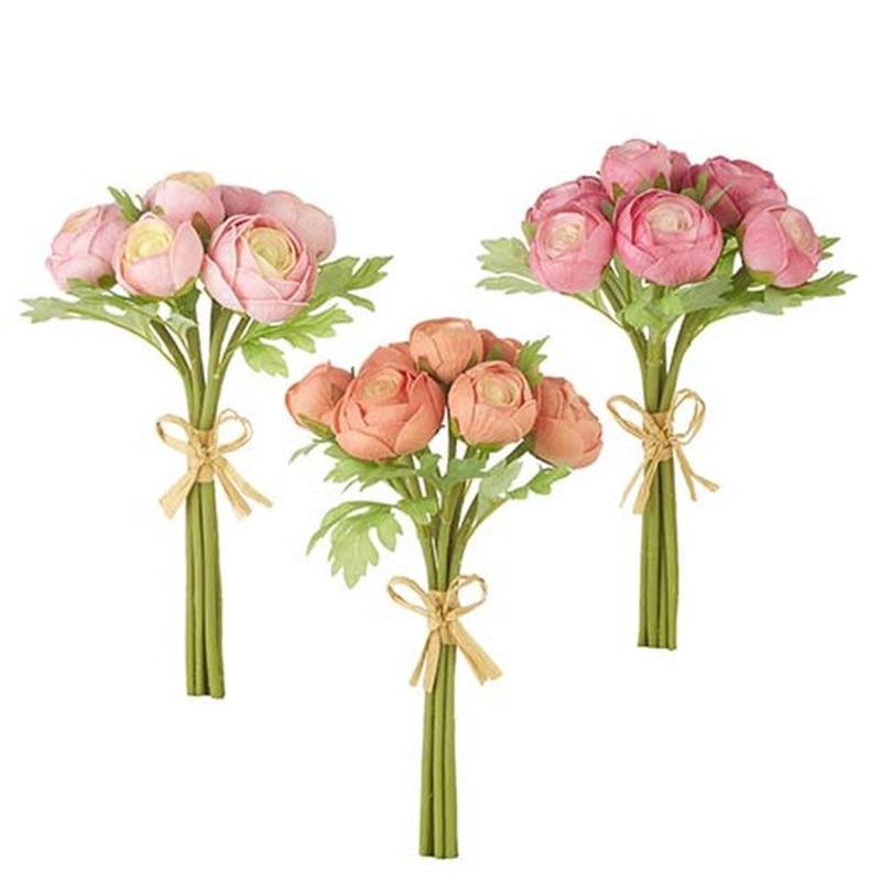 Raz Imports Natural Surroundings 11 Real Touch Ranunculus Bundle, Asst of 3