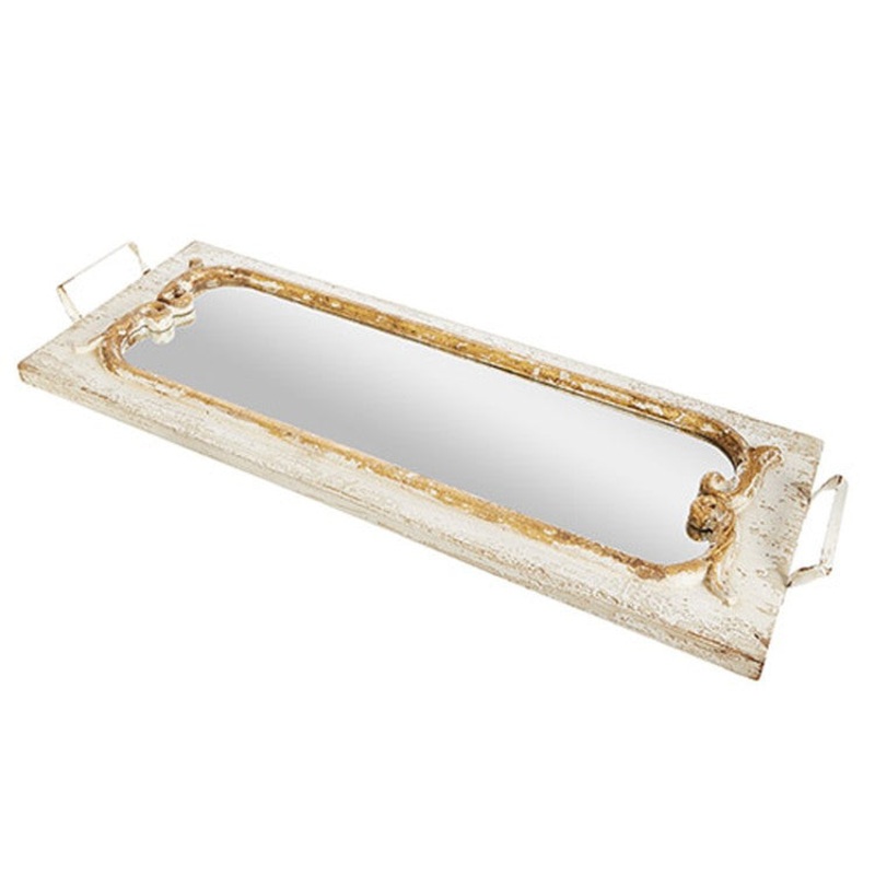Raz Imports The Cottage 39 Cream Mirrored Tray