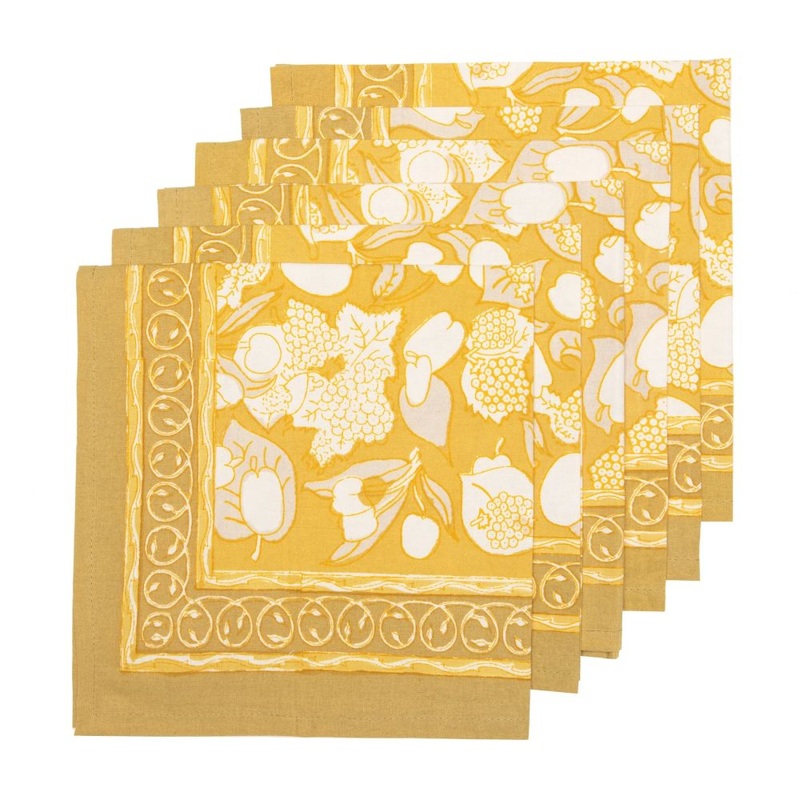 Couleur Nature Forest Harvest Grey & Mustard Napkins 19X19 – Set Of 6