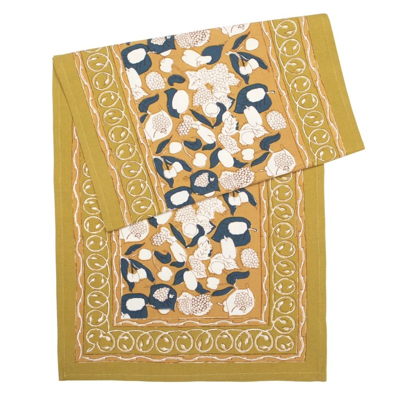 Couleur Nature Forest Harvest Mustard & Blue Table Runner