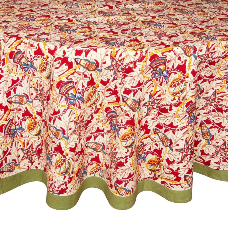 Couleur Nature Noel Red/Green Tablecloth