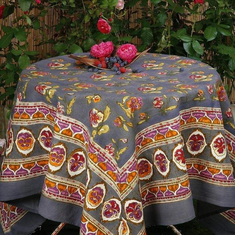 Couleur Nature Pansy Red/Grey Tablecloth