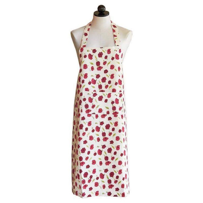 Couleur Nature Poppies Red/Green Apron 32X36