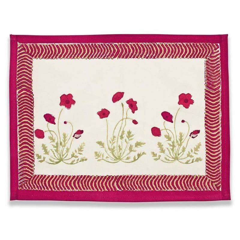 Couleur Nature Poppies Red/Green Placemats 15X18 – Set Of 6