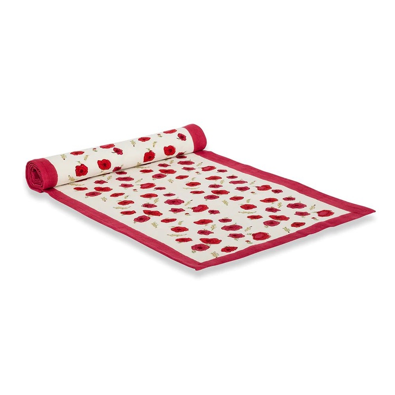 Couleur Nature Poppies Red/Green Table Runner