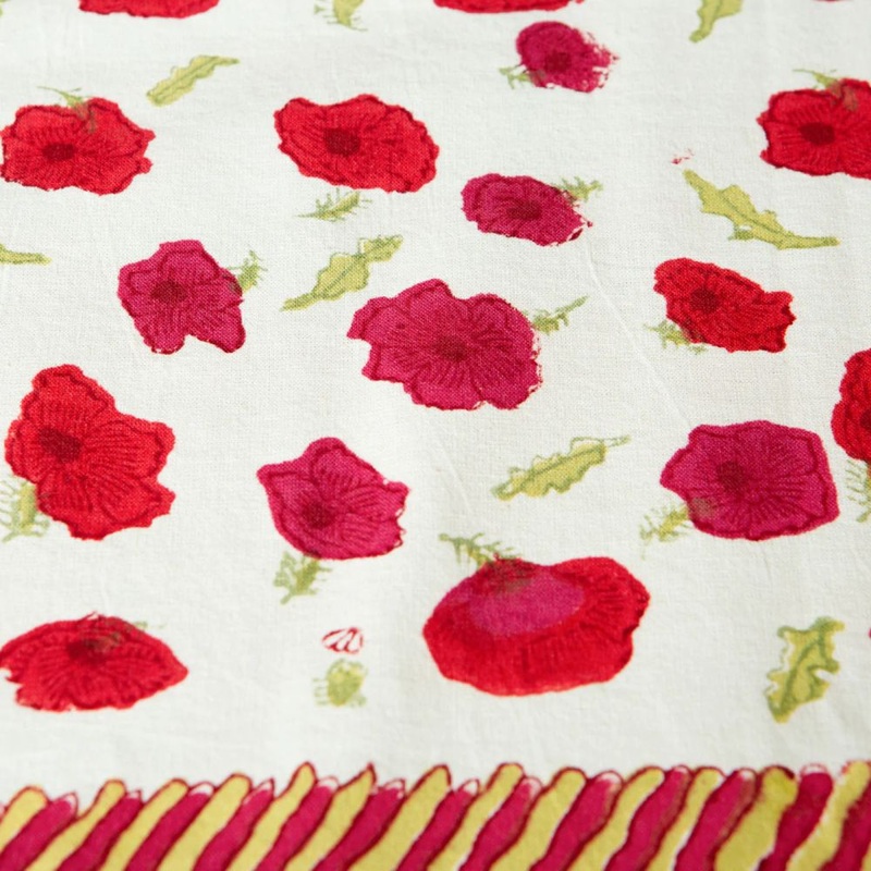 Couleur Nature Poppies Red/Green Tablecloth