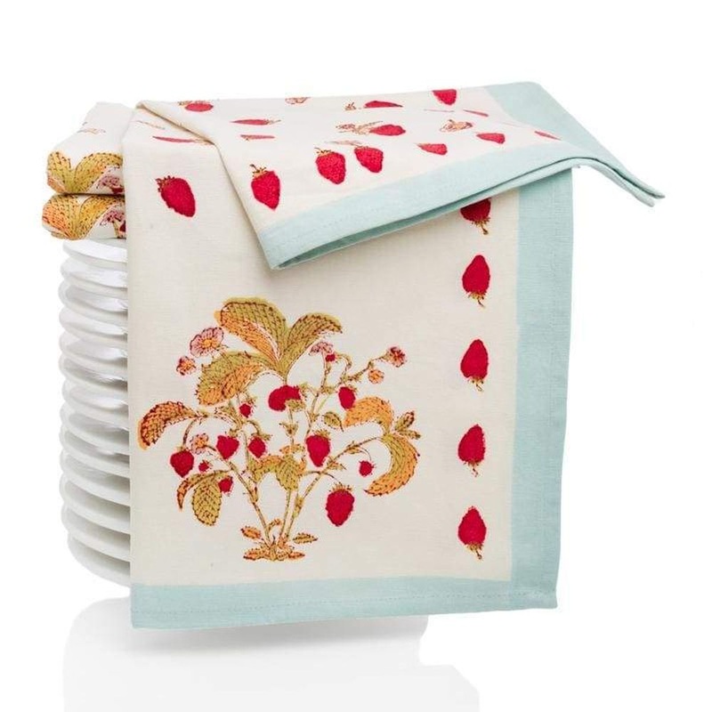 Couleur Nature Strawberry Blue Tea Towels 20X30 – Set Of 3
