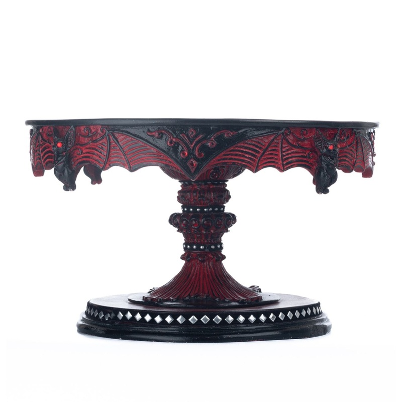 Katherine’s Collection Eternal Devotion Cake Stand, 11 x 7 Inches, Red/Black Resin