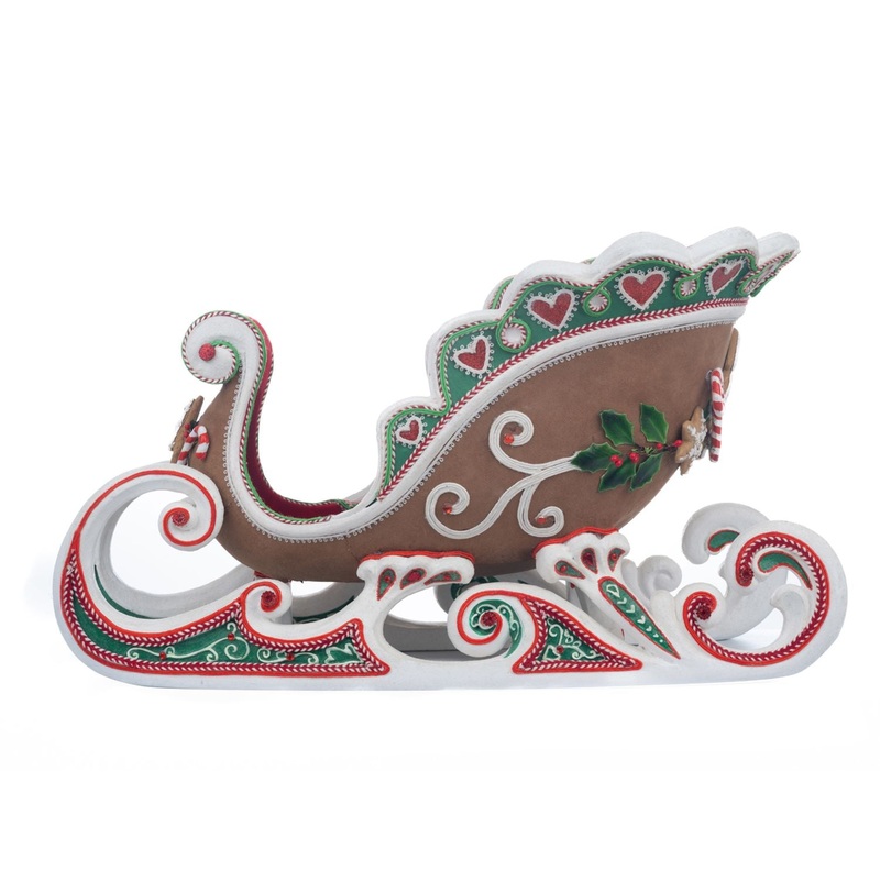 Katherine’s Collection Seasoned Greetings Sleigh, 19.25×11.75×11 Inches, Green Resin