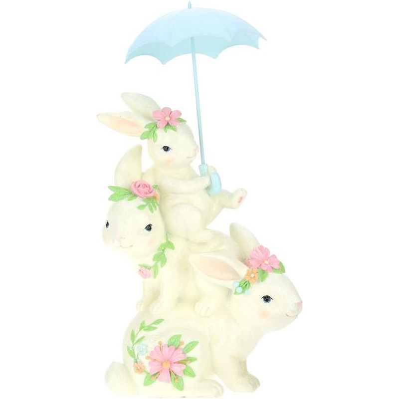 Mark Roberts 2023 Bunnies Trio With Umbrella Figurine 16”