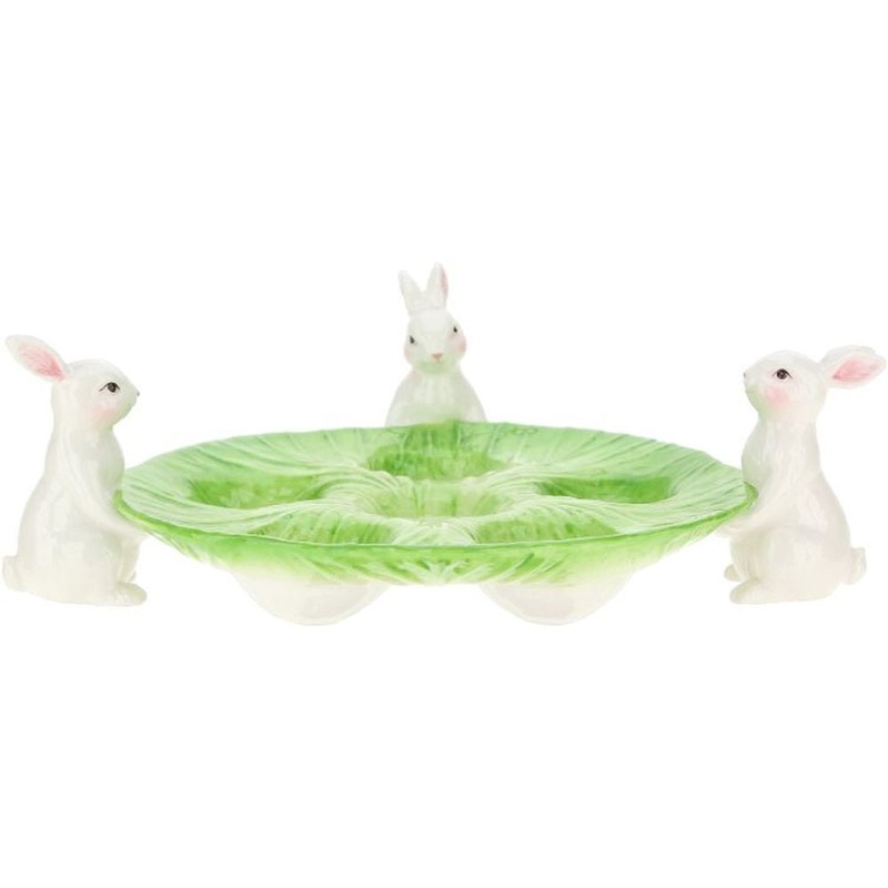 Mark Roberts 2023 Cabbage Leaf Tray with Rabbit 11 x 3”
