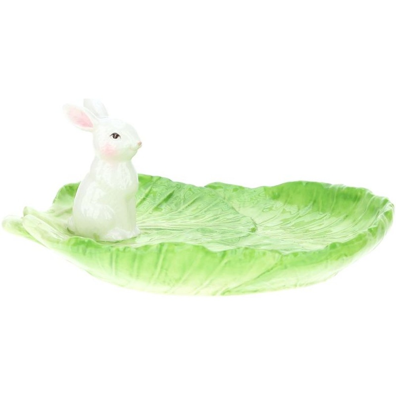 Mark Roberts 2023 Cabbage Leaf Tray With Rabbit 8 x 3”