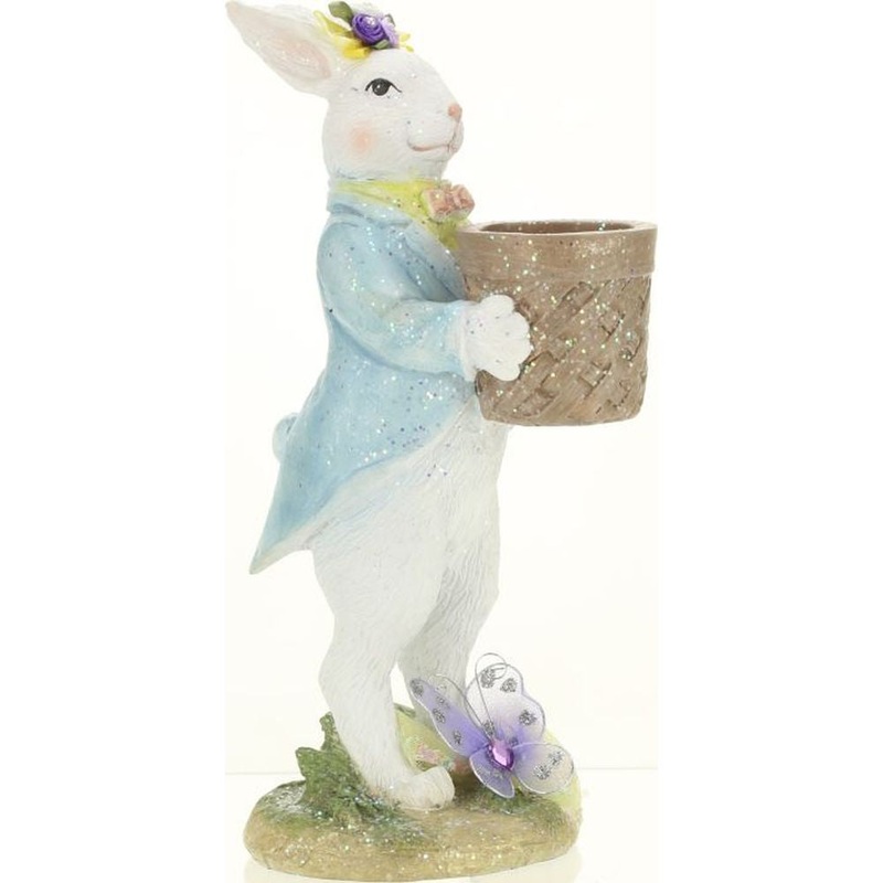 Mark Roberts 2023 Jeweled Bunny With Basket Figurine 9”