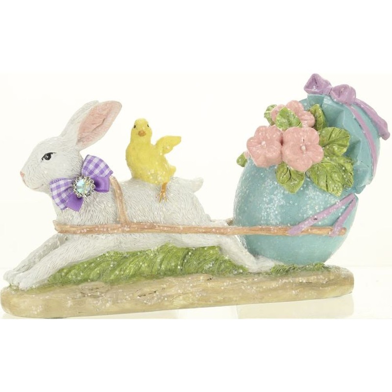 Mark Roberts 2023 Jeweled Bunny With Carriage Figurine 8 x 4.5”