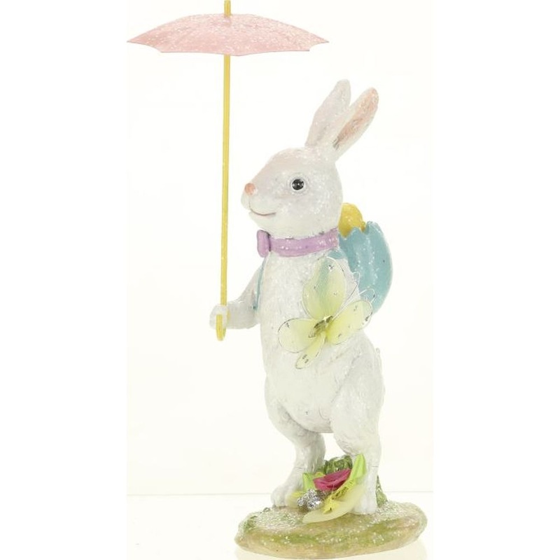Mark Roberts 2023 Jeweled Bunny With Umbrella Figurine 9.5”