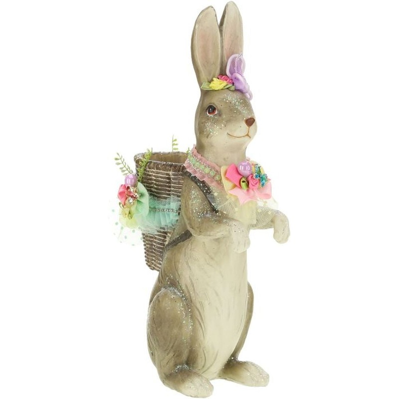 Mark Roberts 2023 Jeweled Rabbit With Basket Figurine 14”
