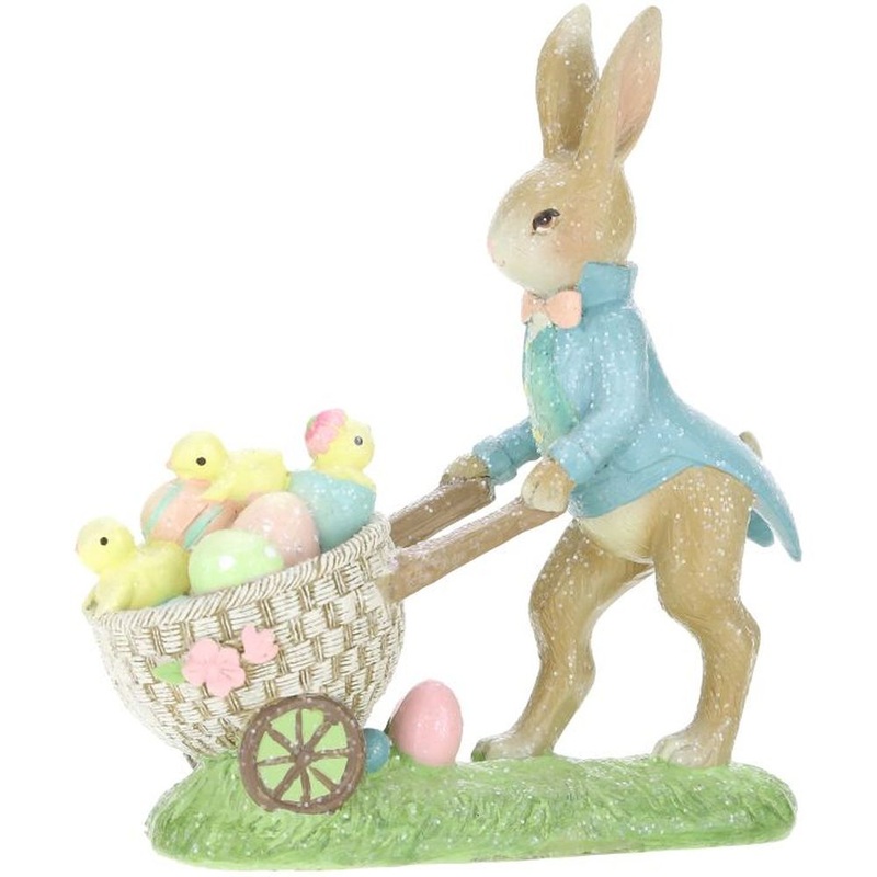 Mark Roberts 2023 Rabbit Pushing Egg Cart Figurine 5”