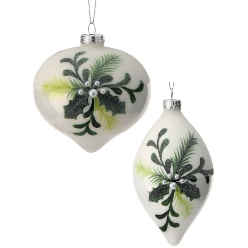 Regency 4-6Glass Winter Foliage Onion/Fnl Orna, Set of 2, Assortment