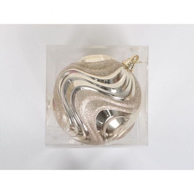 Regency International 200mm Vacuum Plated Glitter Rippled Ball Ornament Bx/1