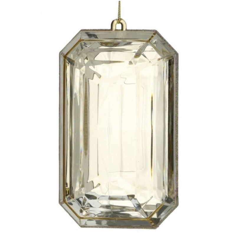 Regency International 9 Acrylic Emerald Cut Precious Gem Ornament Champagne