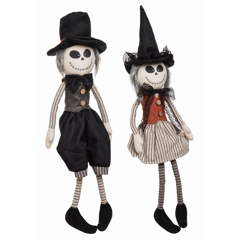 Transpac Plush Skeleton Shelf Sitter, Set Of 2, Assortment