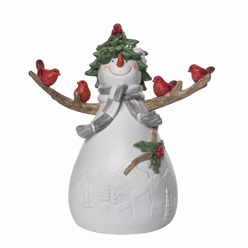 Transpac Resin Cardinal Snowman Figurine