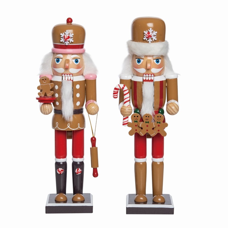 Transpac Wooden 12 Gingerbread Nutcracker, Set Of 2, Assortment