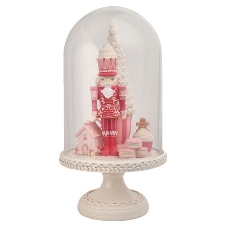 December Diamonds Nutcracker Sweet Shoppe Pink Nutcracker In Cloche Figurine