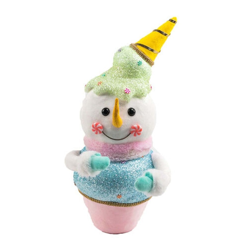 December Diamonds Snow Cream Shoppe 15 Snowman Cupcake With Ice Cream Figurine