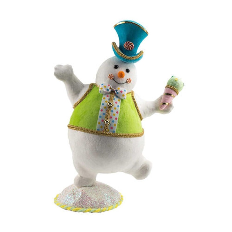 December Diamonds Snow Cream Shoppe 21 Snowman With Green Vest Figurine